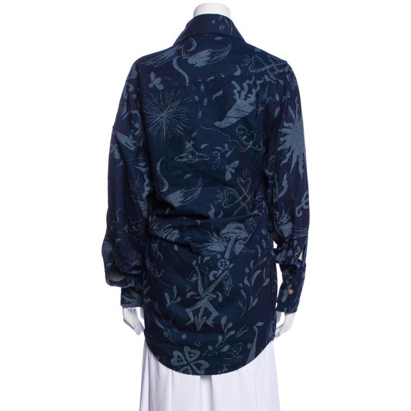 🖤 Vivienne Westwood Anglomania Denim Jacket in Navy Blue / Dark Blue Pattern - Picture 4 of 4